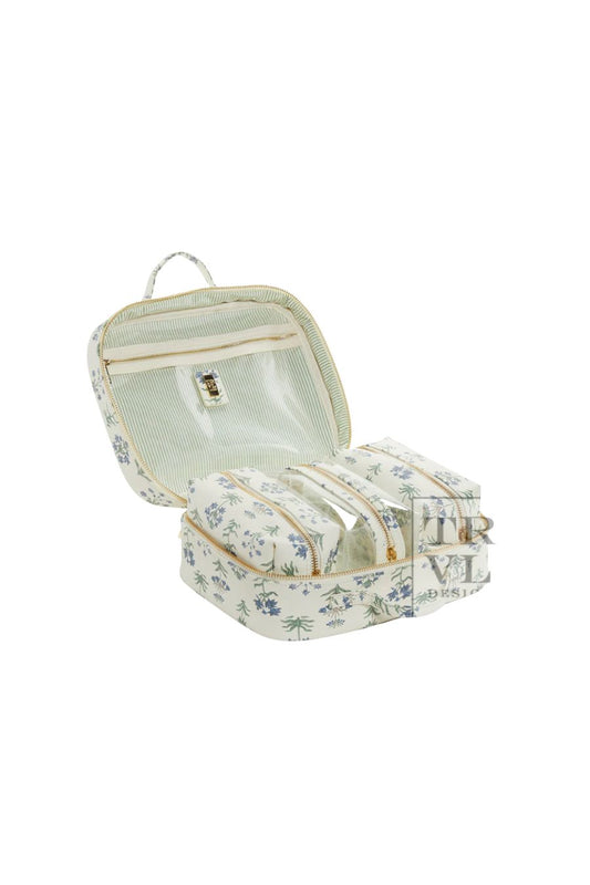 TRVL Design LUXE TRVL2 Cosmetic Toiletry Case Provence with Green Pinstripe Liner, alternate view