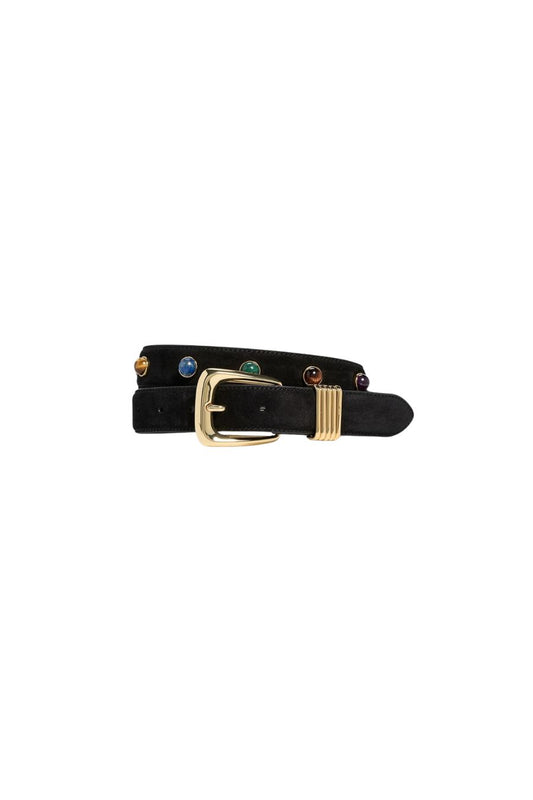 Stone Embellished Harness Belt in Black