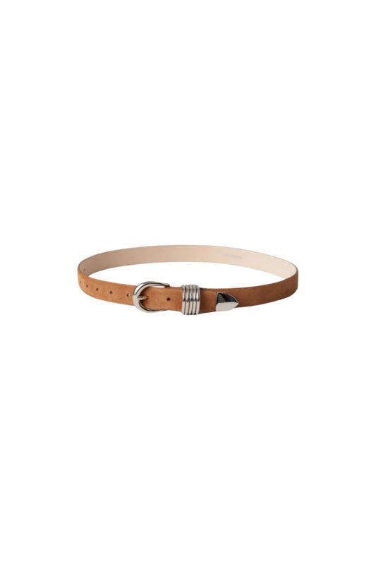 Hollyhock Suede in Caramel & Silver