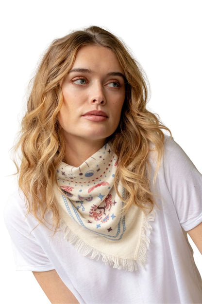 Mini Cosmic Bandana in Ivory/Plum/Azure