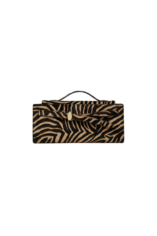 Calf Hair Dash Clutch in Tan Multi