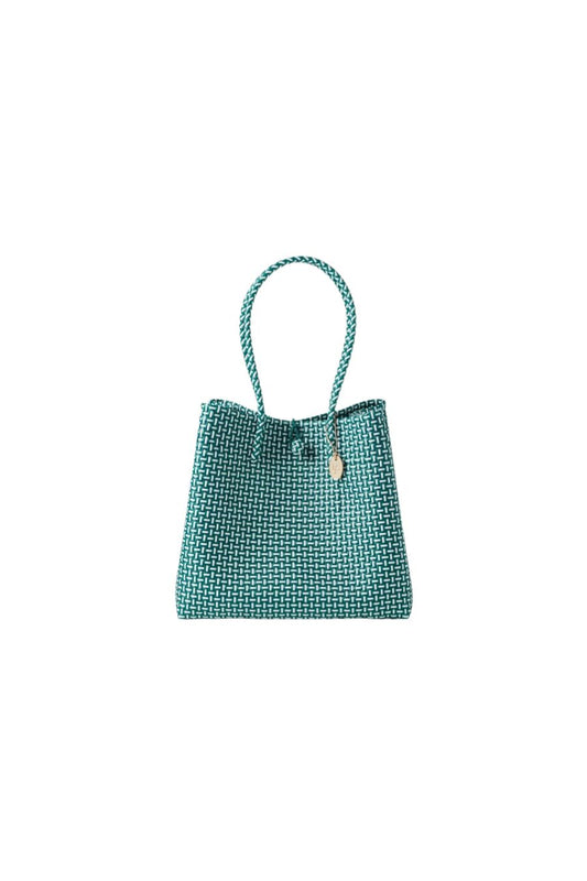 Izmir Large Shopper Bag in Green/White