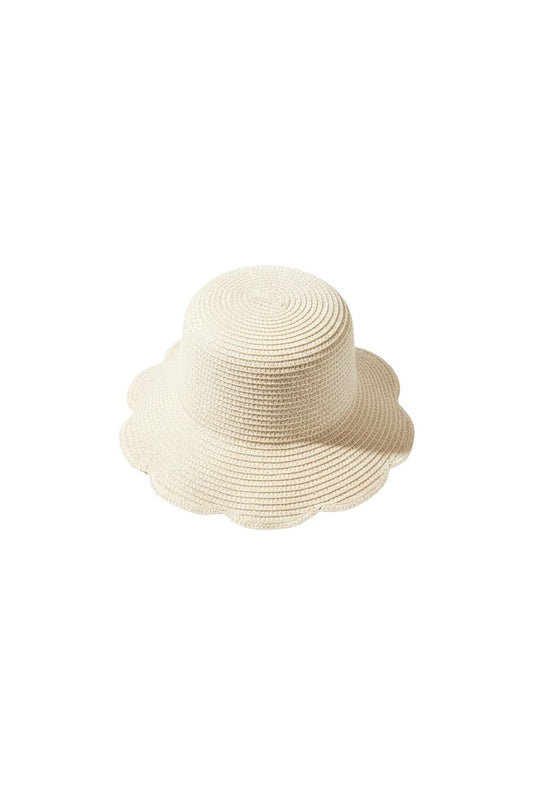 Large Scallop Crochet Bucket in Natural