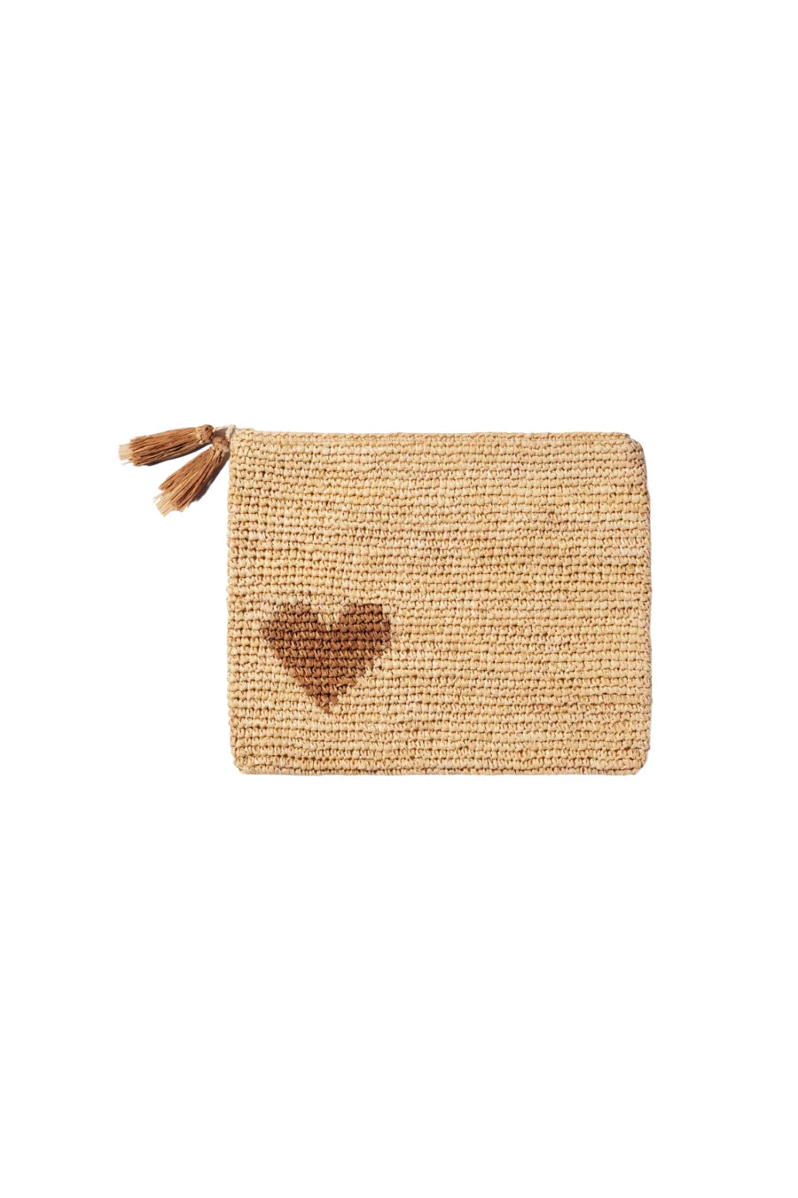 Large Heart Raffia Zip-Pouch in Natural by Aerin — luxury accessory at Bunny & Babe