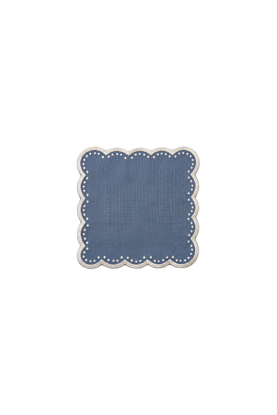 Don Lino Scalloped Cocktail Napkins in Dark Blue, set of 4 linen napkins