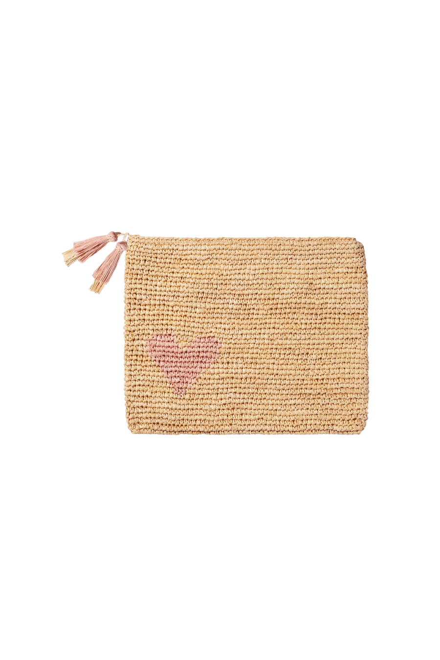 Large Heart Raffia Zip