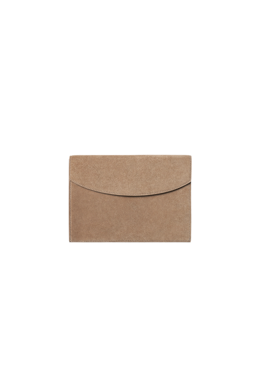 Suede Envelope Clutch in Sand