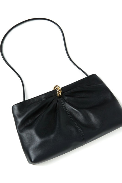 Corrine Gathered Clutch in Black