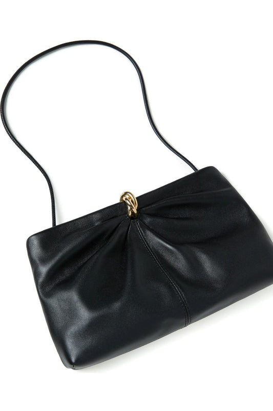 Corrine Gathered Clutch in Black
