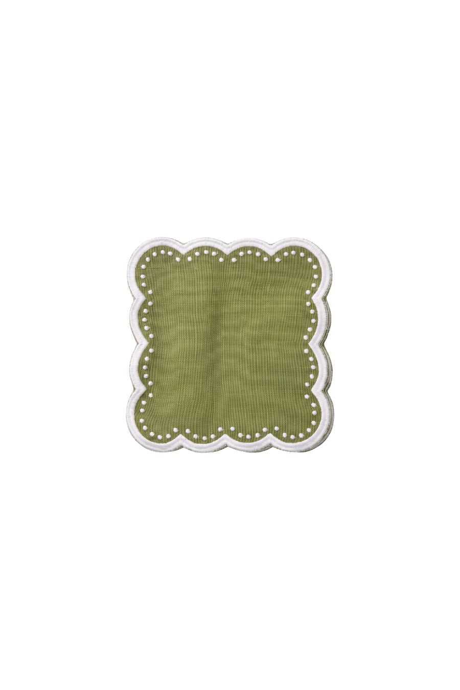 Scalloped Cocktail Napkins Green, Set of 4