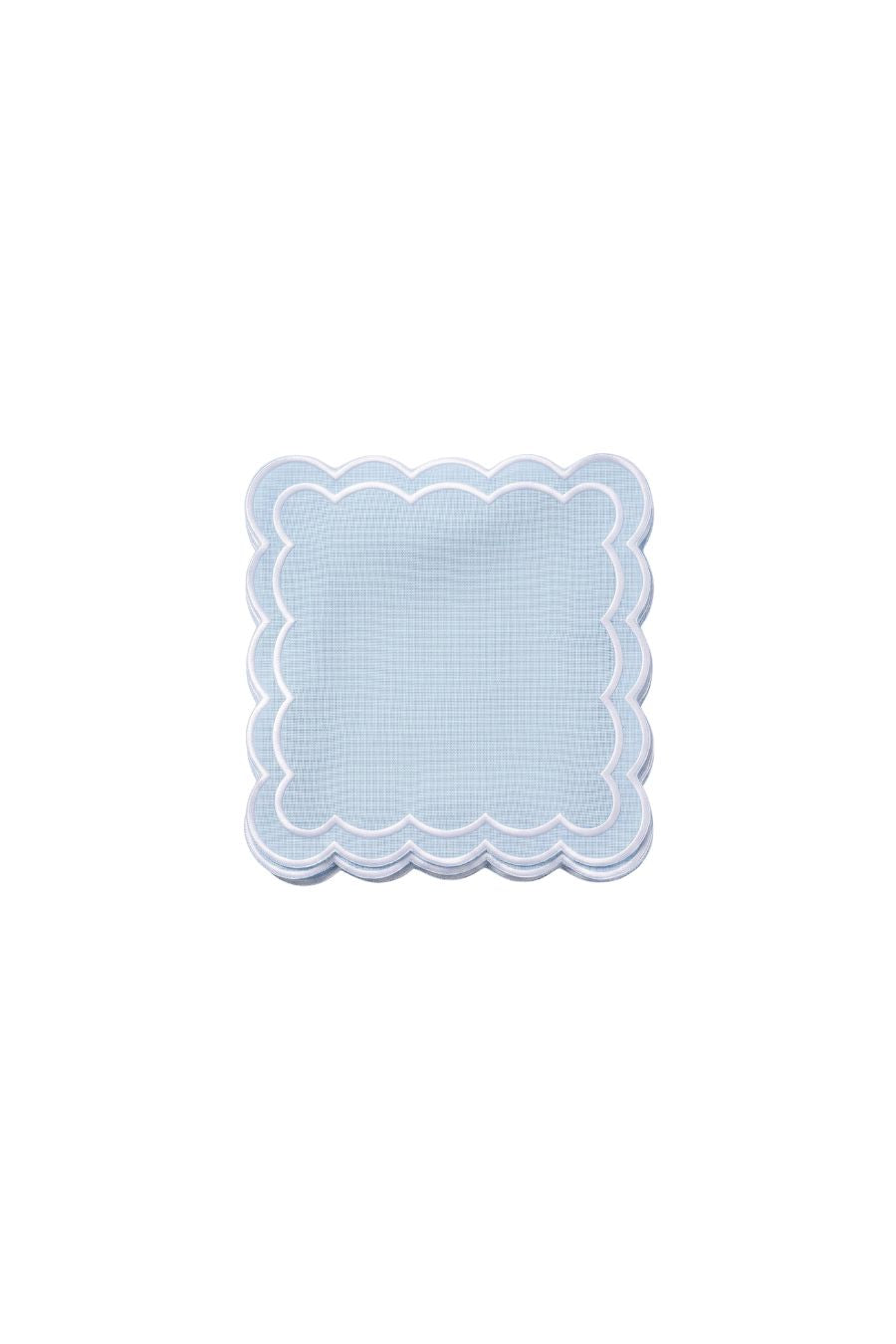 Don Lino Scalloped Cocktail Napkins in Light Blue, set of 4 linen-cotton napkins