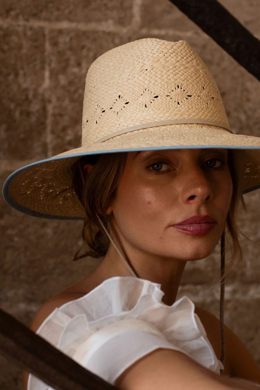 Large Fiji Panama Hat in Natural/Sky | Freya | Bunny & Babe