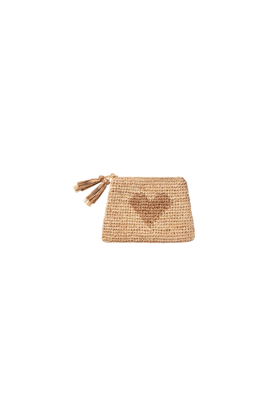 Small Heart Raffia Zip-Pouch