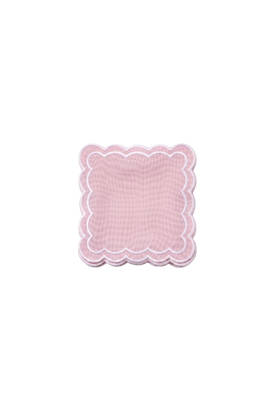 Don Lino Scalloped Cocktail Napkins in Pink, set of 4 linen napkins