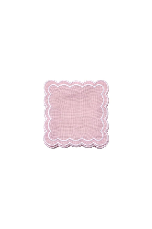 Scalloped Cocktail Napkins Pink, Set of 4