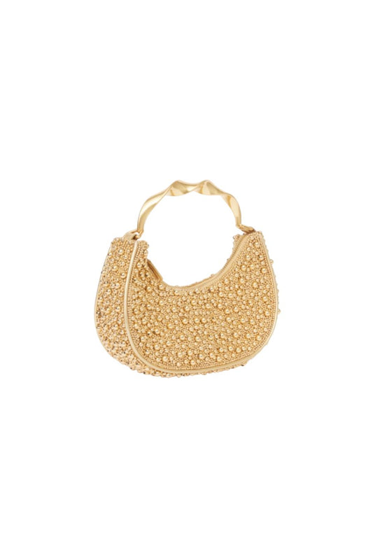 Evelyn Crescent Bag in Gold