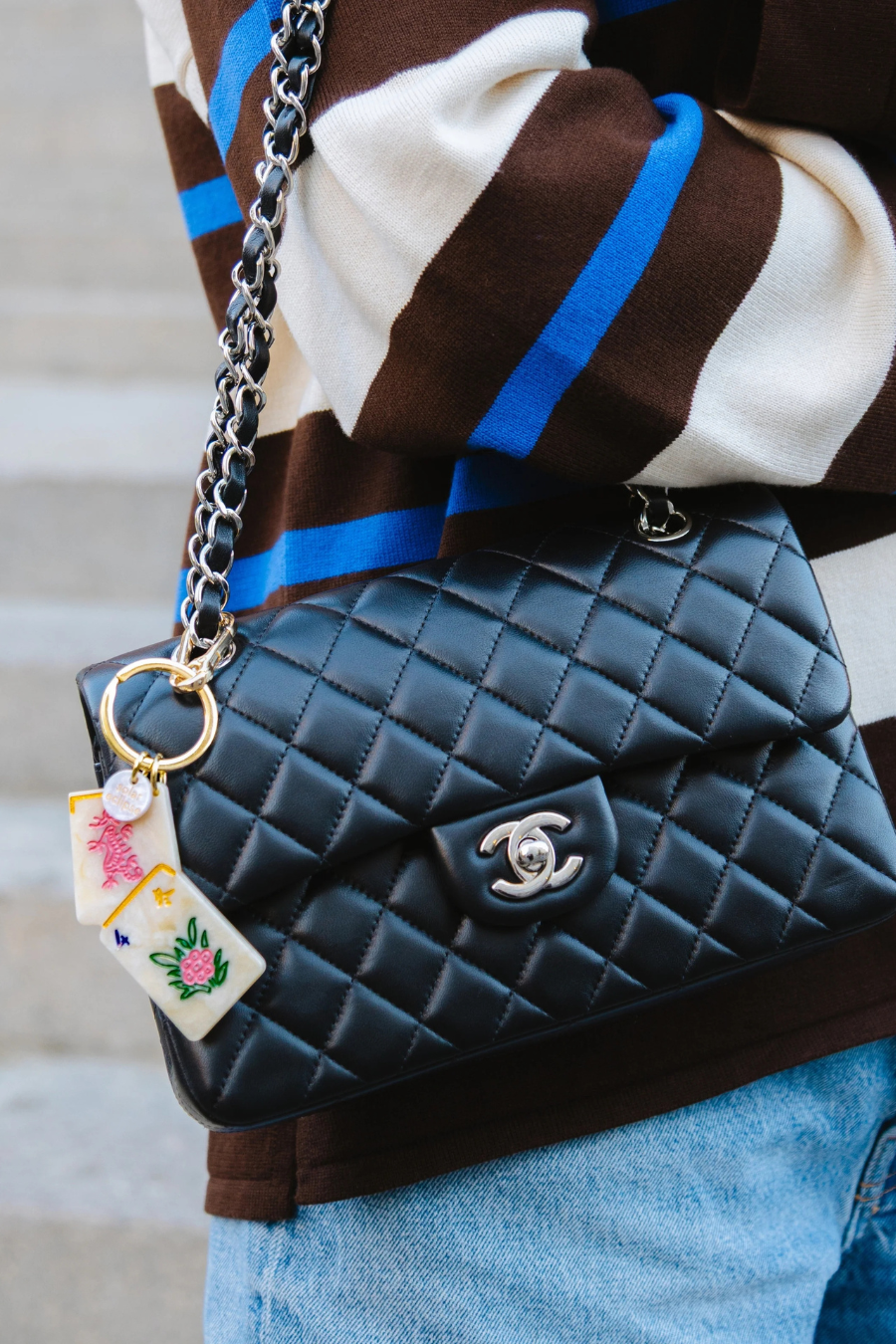 Flower Mahjong Bag Charm + Keychain