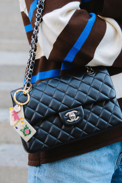 Flower Mahjong Bag Charm + Keychain