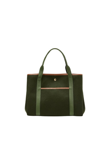 Rue de Verneuil Traversée M Pocket Whip Olive Flannel, quilted equestrian saddle pad — detail view