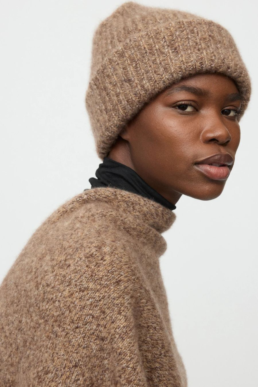 Marled Beanie in Brown Melange