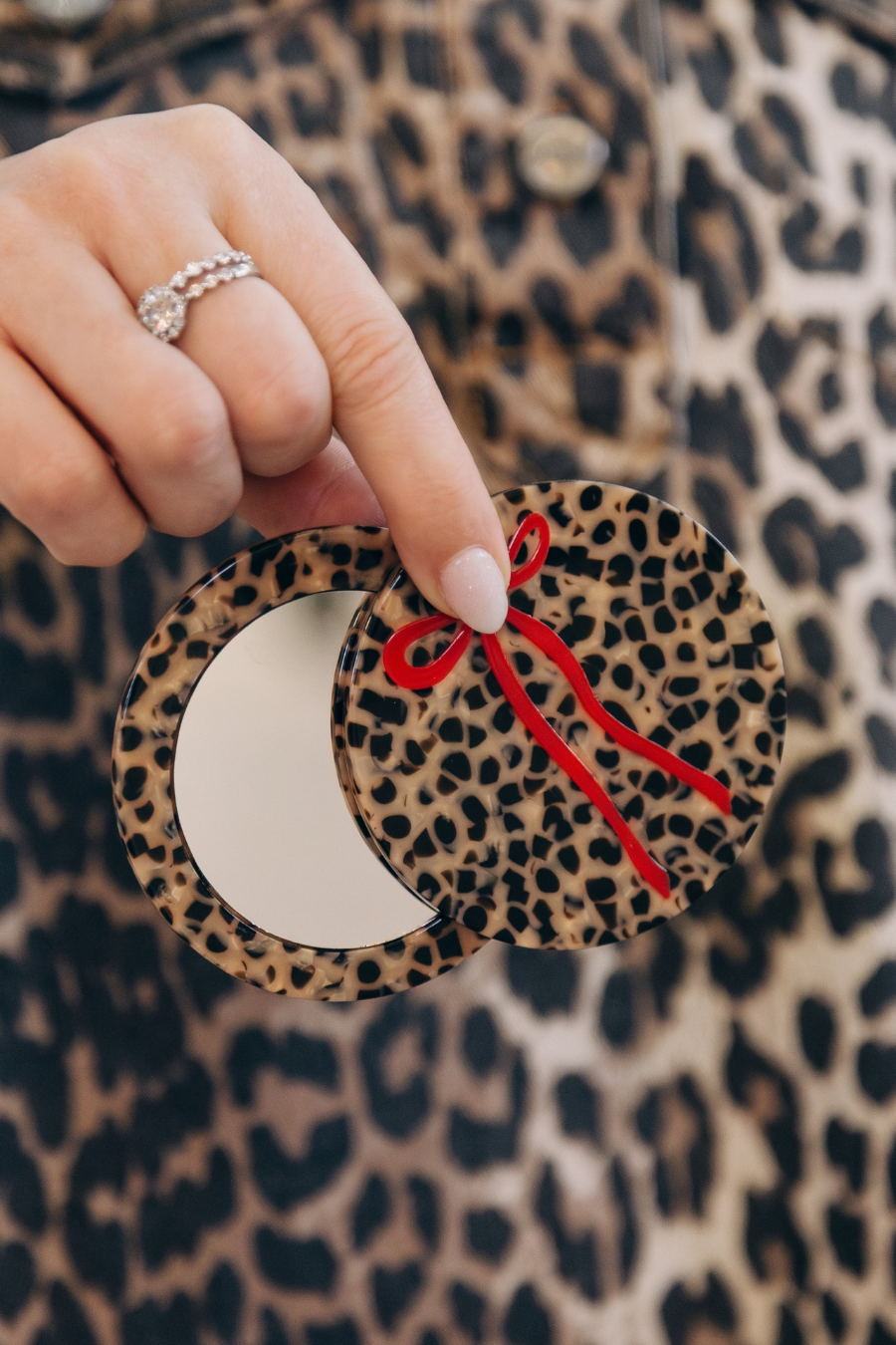 Leopard Bow Compact Mirror
