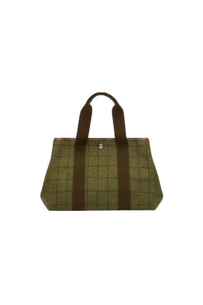 Rue de Verneuil Traversée M Hunting Tweed Kaki, quilted equestrian saddle pad — styled view