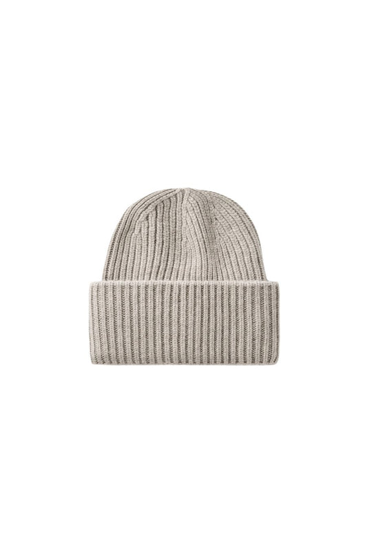 Ribbed Beanie in Greige
