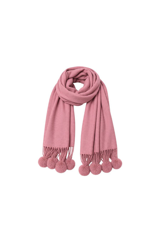 Cashmere Rex Rabbit Pom Wrap in Rose