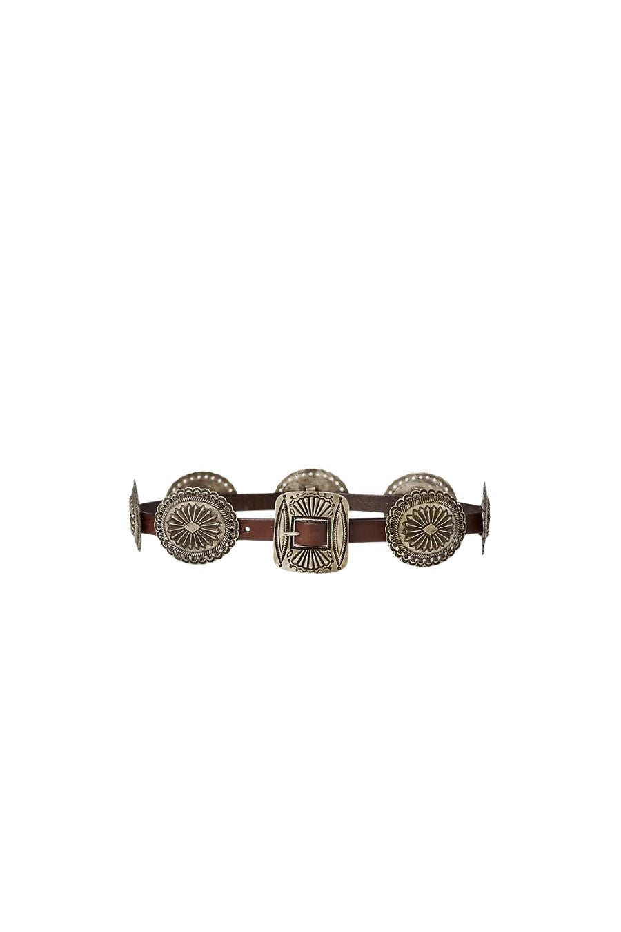 Distressed Leather Belt in Brown by Polo Ralph Lauren