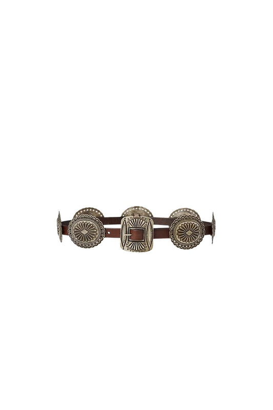 Distressed Leather Belt in Brown by Polo Ralph Lauren