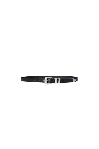 Distressed Leather Belt in Black by Polo Ralph Lauren