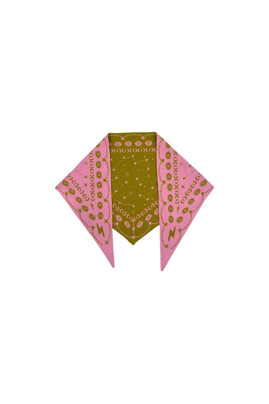 Nebula Triangle Scarf in Moss/Bubblegum by Freya