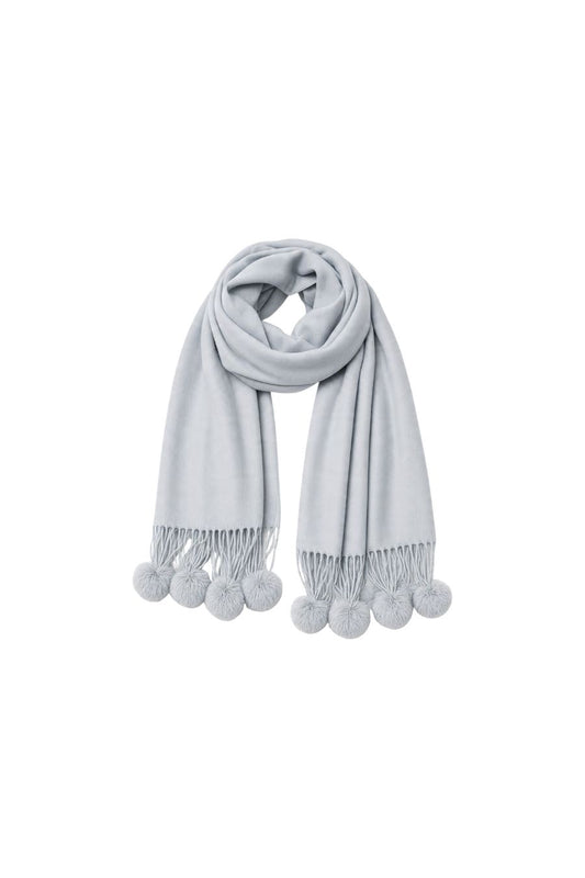 Cashmere Rex Rabbit Pom Wrap in Slate Grey