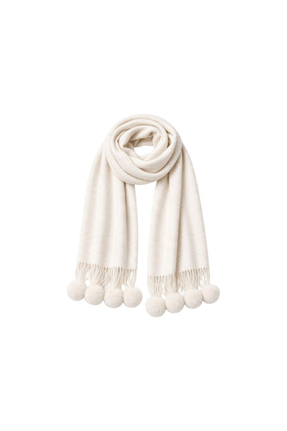 Cashmere Rex Rabbit Pom Wrap in White