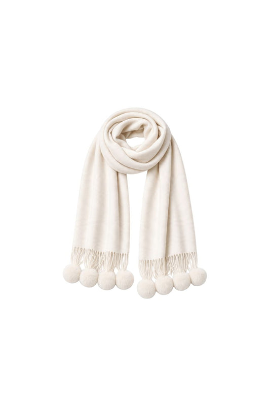 Cashmere Rex Rabbit Pom Wrap in White