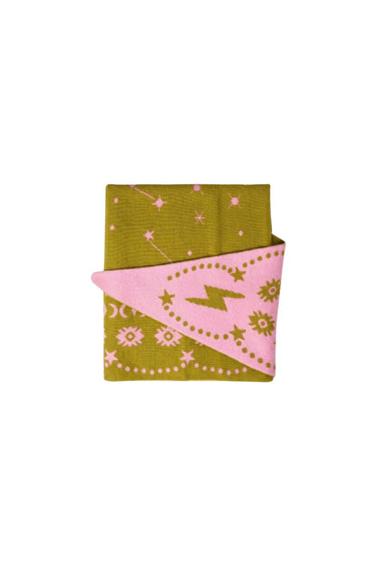 Nebula Triangle Scarf in Moss/Bubblegum