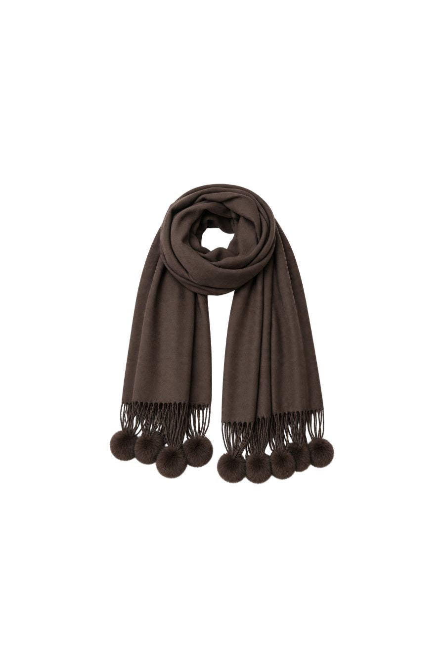 Cashmere Rex Rabbit Pom Wrap in Brown