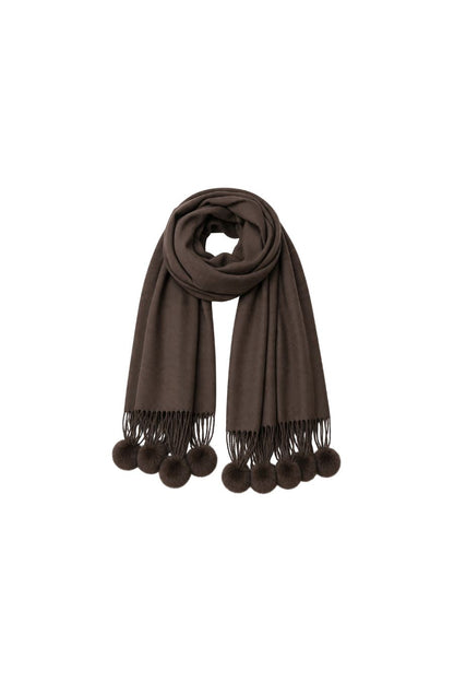 Cashmere Rex Rabbit Pom Wrap in Brown