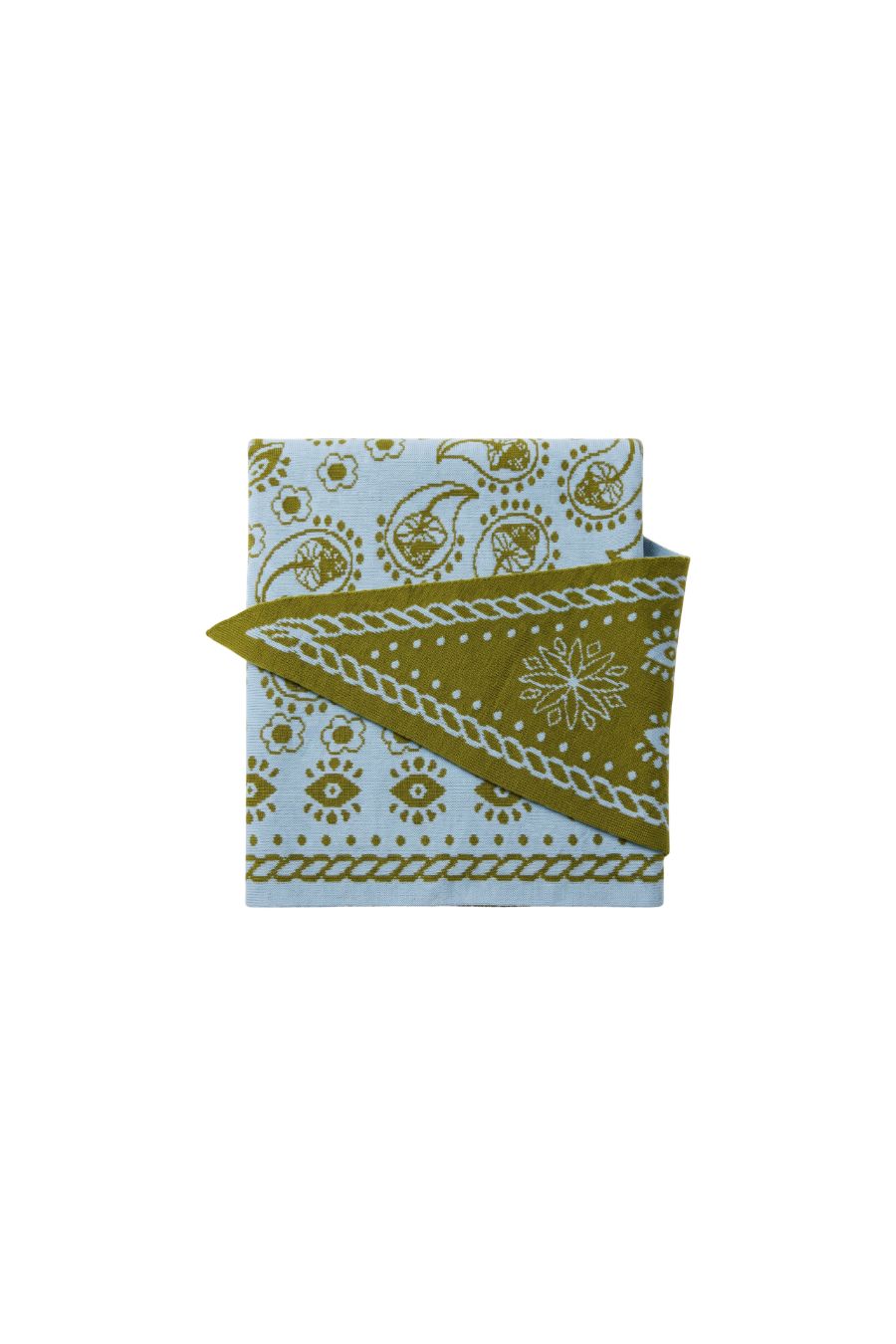 Fable Triangle Scarf in Olive/Sky