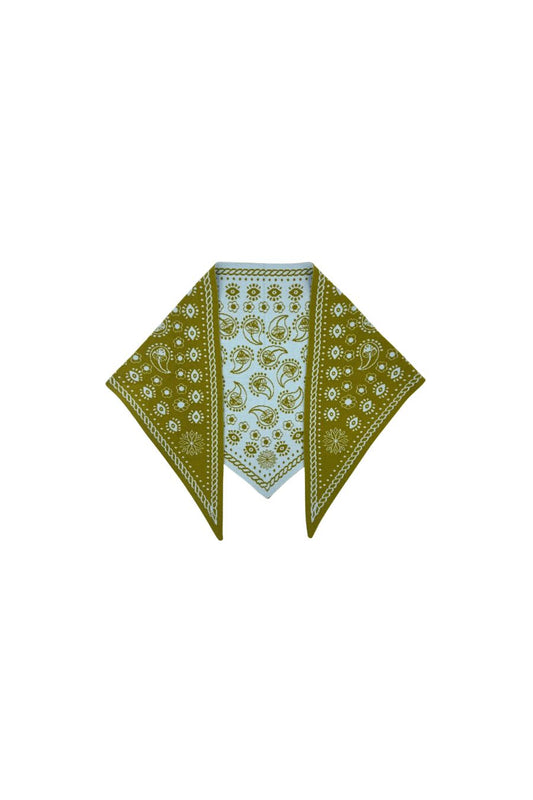 Fable Triangle Scarf in Olive/Sky by Freya