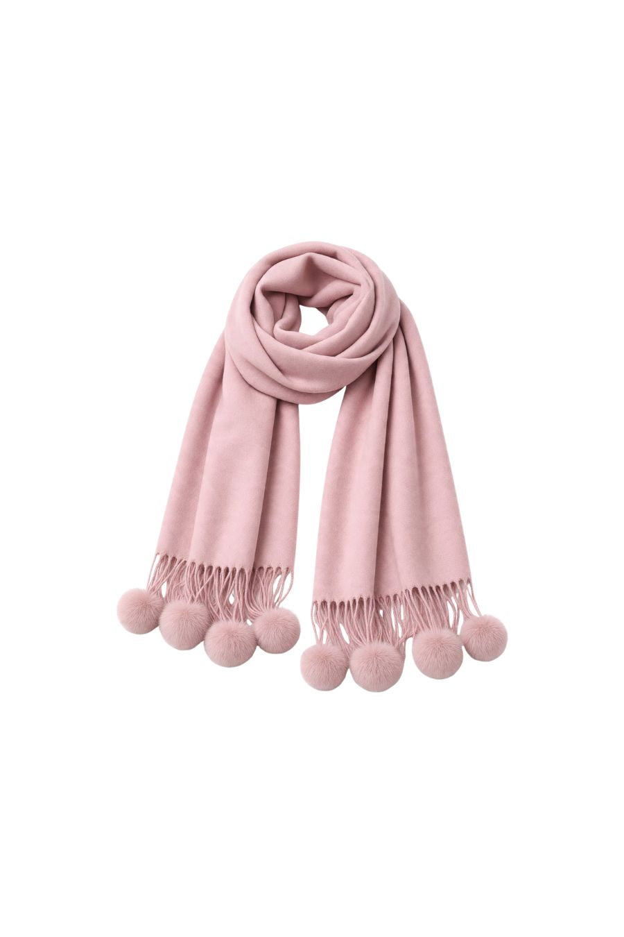 Cashmere Rex Rabbit Pom Wrap in Blush