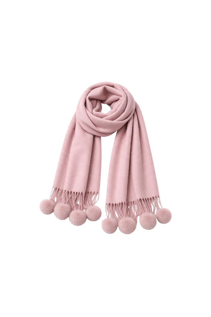 Cashmere Rex Rabbit Pom Wrap in Blush