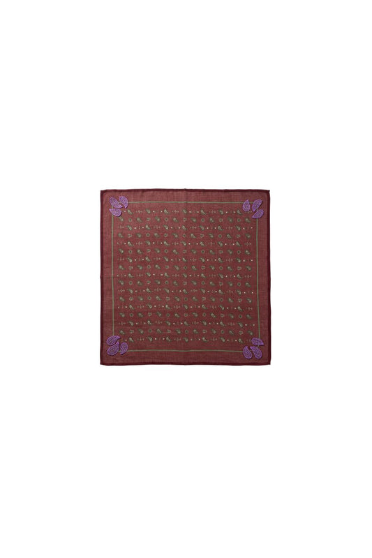 Embroidered Paisley Bandana in Chestnut