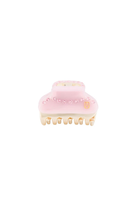 Small Vendome Hair Clip in Pink/Crystal