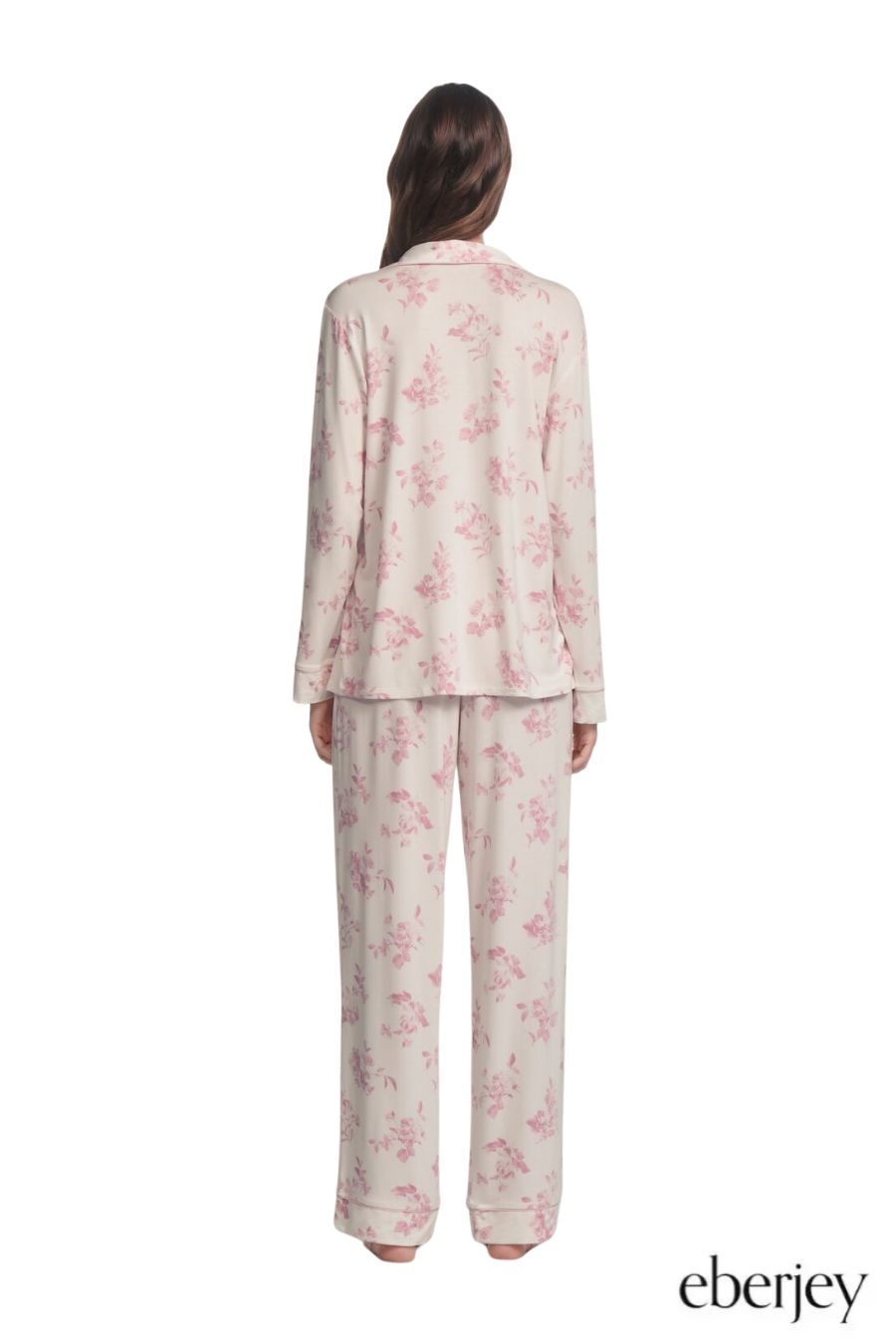 Gisele Printed Long PJ Set in Rose Garden Pink