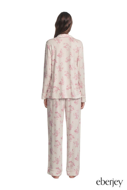 Gisele Printed Long PJ Set in Rose Garden Pink