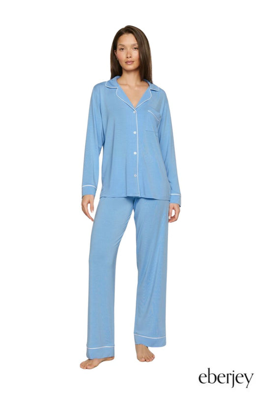 Gisele Long PJ Set in Summer Blue/White