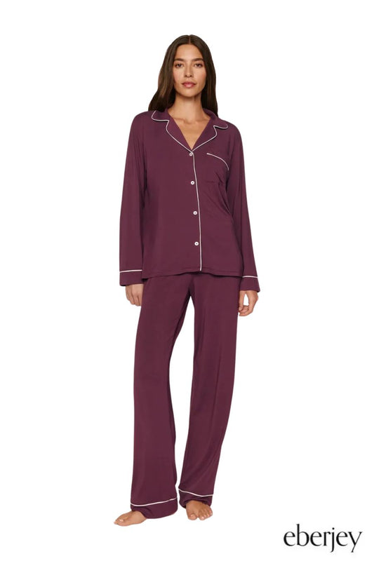 Gisele Long PJ Set in Wildberry/Ivory