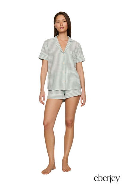 Nautico Shortie PJ Set in Seagrass/White