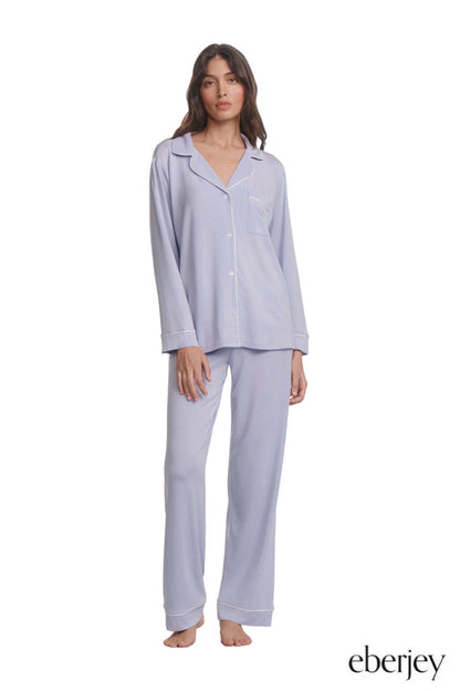 Gisele Long PJ Set in Lavender/Ivory